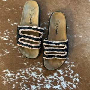 Free People Black and Pink Sandals